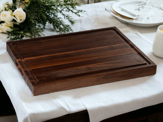 Personalized Walnut Cutting Board with Juice Groove and Handle