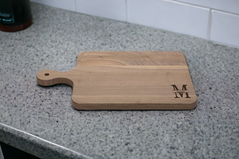 Personalized Walnut Serving Board With Handle 16" x 10-1/2" x 3/4"