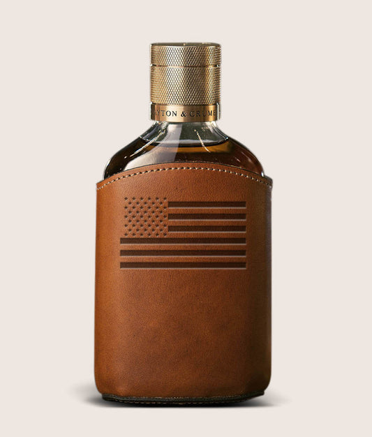 American Flag Leather Glass Flask